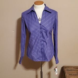 Jones New York purple striped long-sleeve size PP